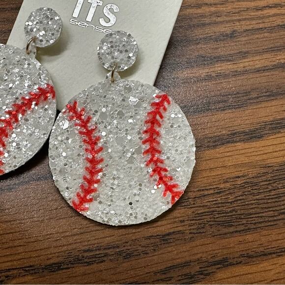 Glitter Baseball Earrings - Picture 3 of 6